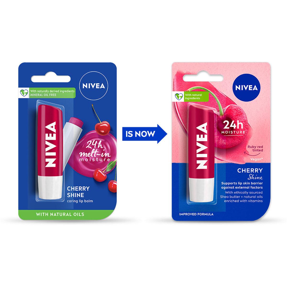 NIVEA Tinted Lip Balm With Natural Oils & 24H Melt-In Moisture Cherry Shine - Fruity Cherry Shine