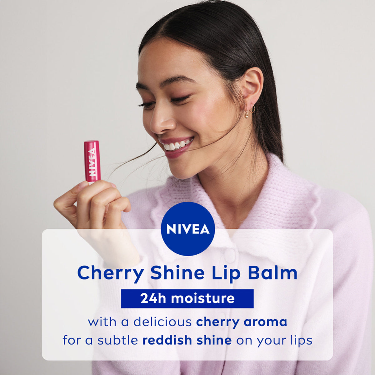 NIVEA Tinted Lip Balm With Natural Oils & 24H Melt-In Moisture Cherry Shine - Fruity Cherry Shine
