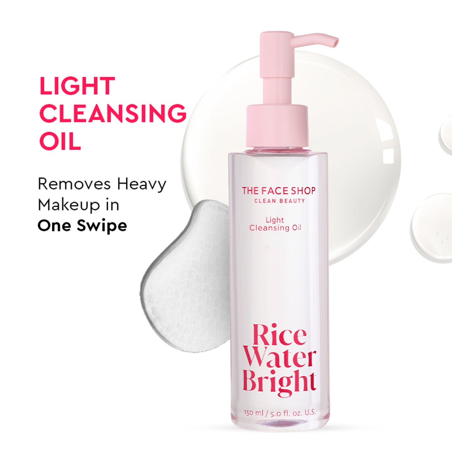 The Face Shop Rice Water Bright Light Cleansing Oil, Makeup Remover On Heavy Makeup & Impurities