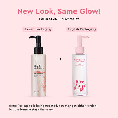 The Face Shop Rice Water Bright Light Cleansing Oil, Makeup Remover On Heavy Makeup & Impurities