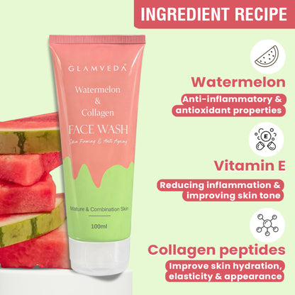 Glamveda Watermelon & Collagen Skin Firming & Anti Aging Face Wash