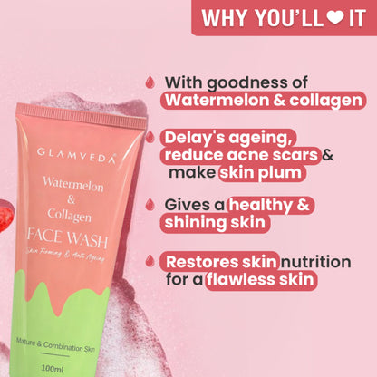 Glamveda Watermelon & Collagen Skin Firming & Anti Aging Face Wash