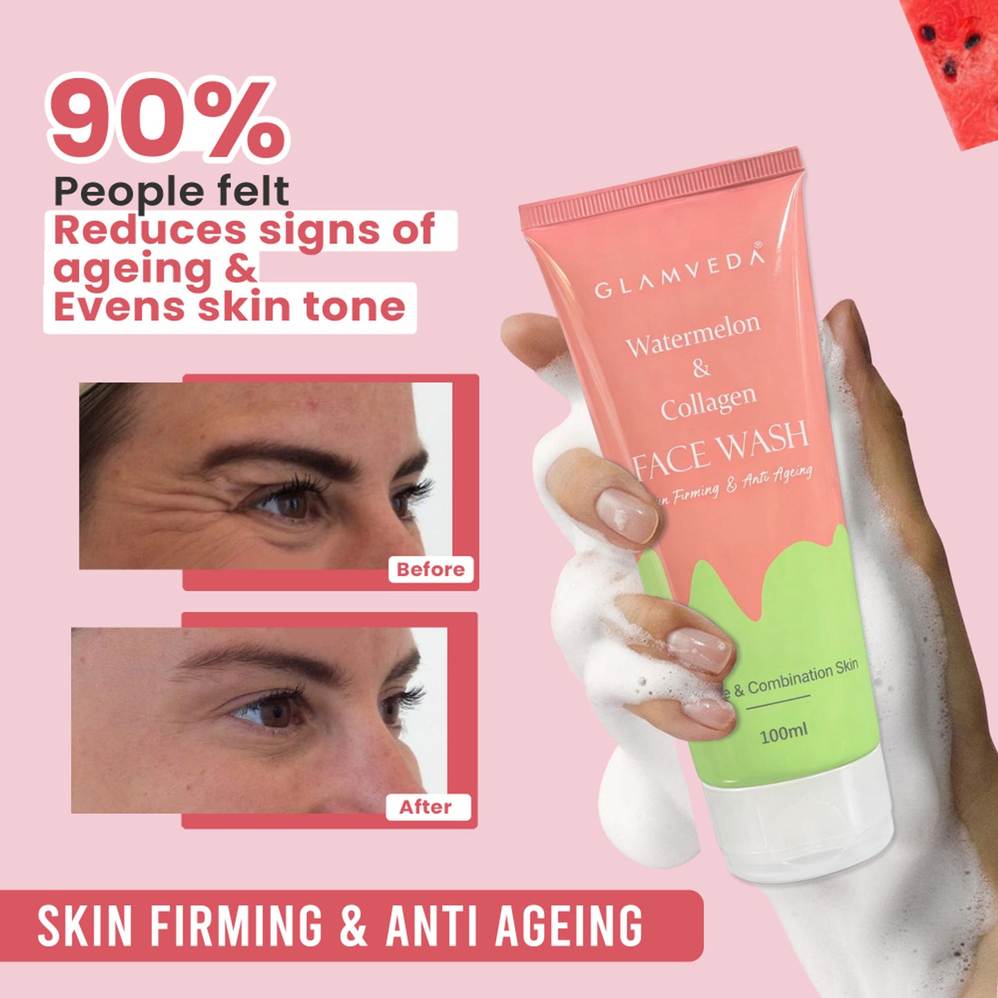 Glamveda Watermelon & Collagen Skin Firming & Anti Aging Face Wash