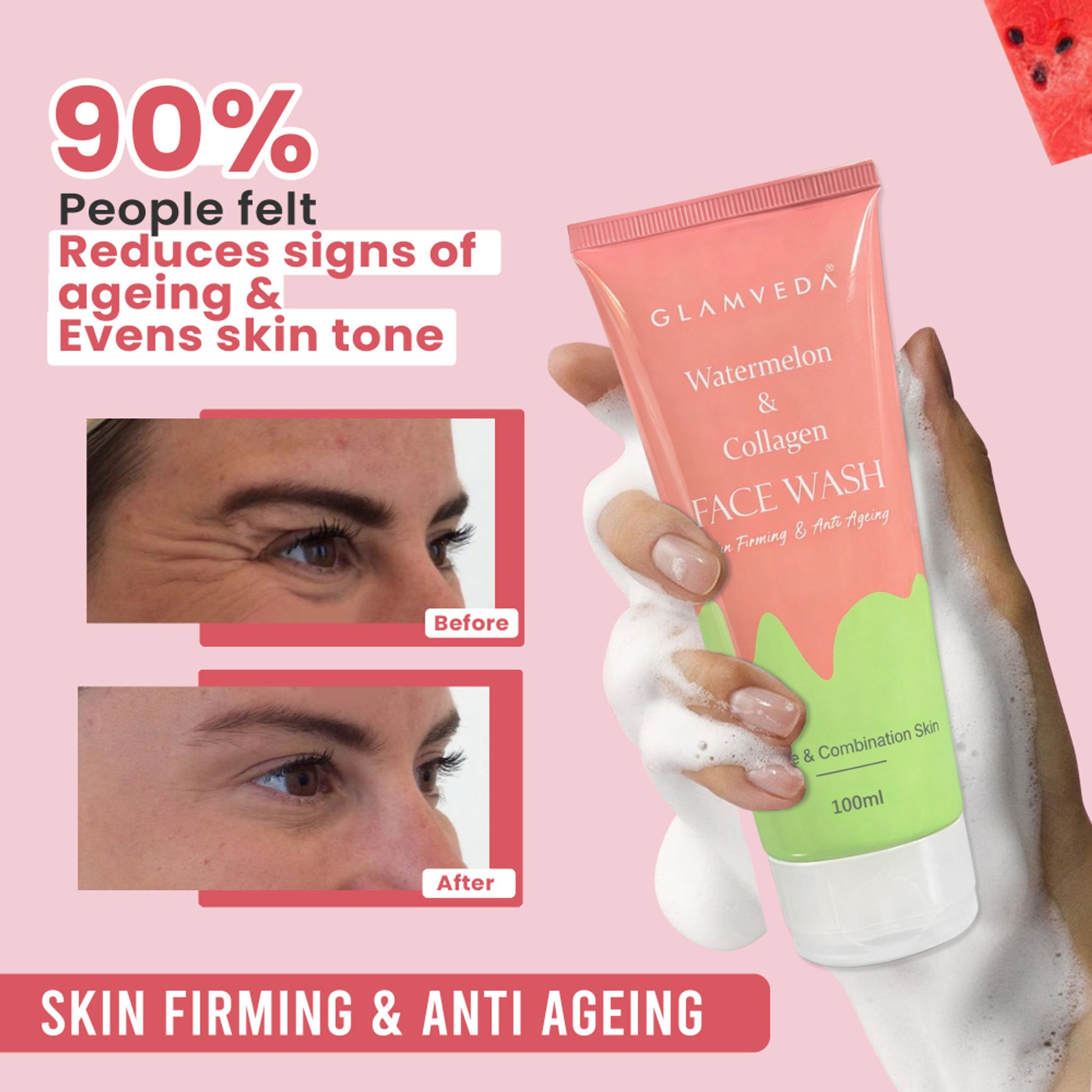 Glamveda Watermelon & Collagen Skin Firming & Anti Aging Face Wash