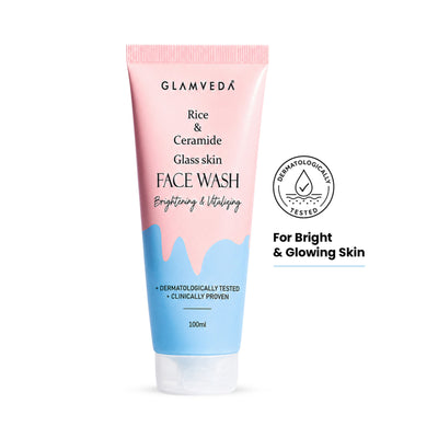 Glamveda Rice Water & Ceramide Glass Skin Brightening Face Wash