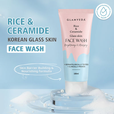 Glamveda Rice Water & Ceramide Glass Skin Brightening Face Wash