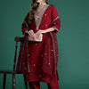 Dhiyona IE Floral Embroidered Sequinned Kurta with Trousers & With Dupatta