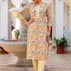 Dhiyona VA Women'sFloral Printed Regular Pure Cotton Kurta with Trouser