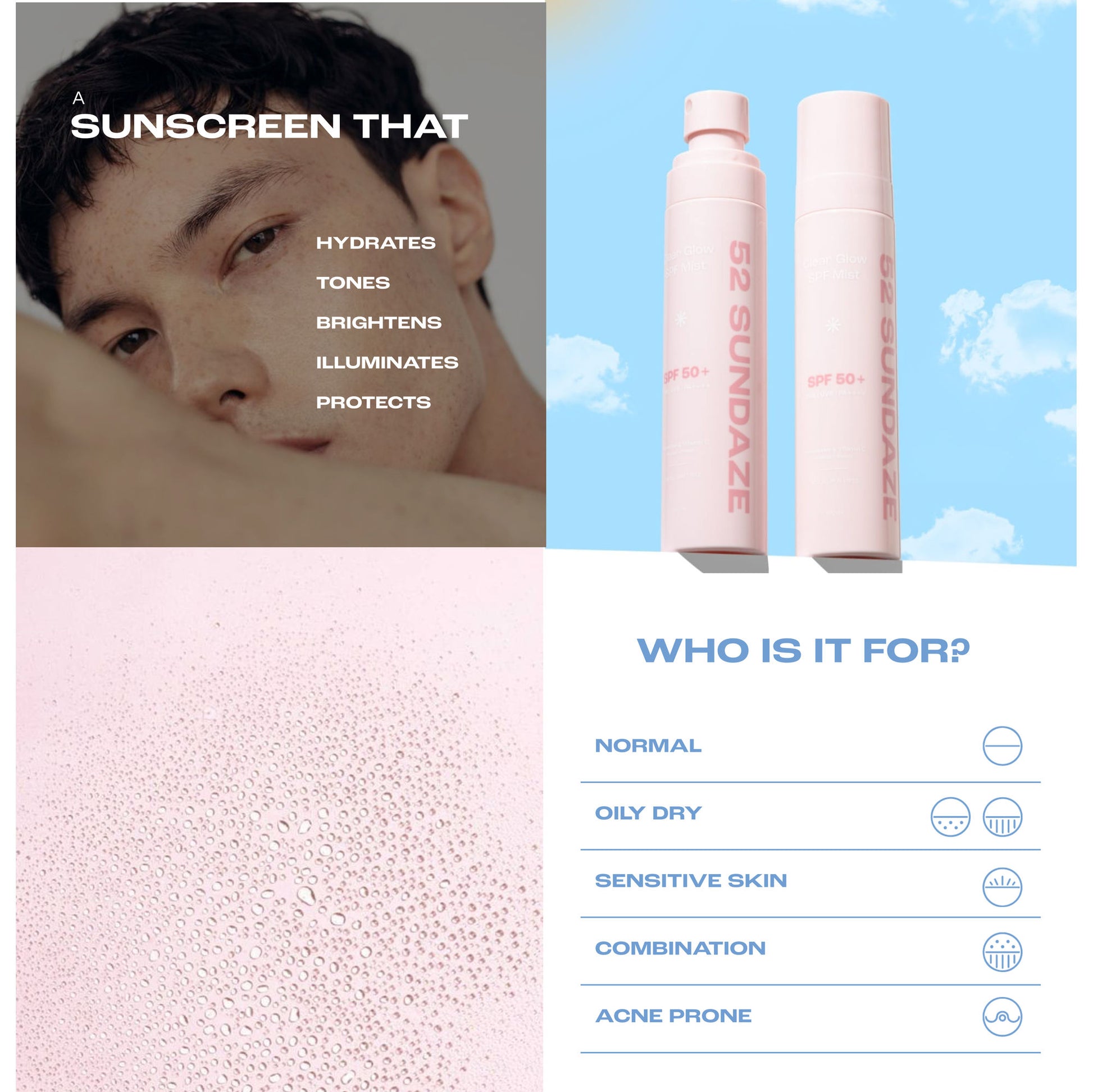 52 Sundaze SPF 50+ Rose Water Sun Mist