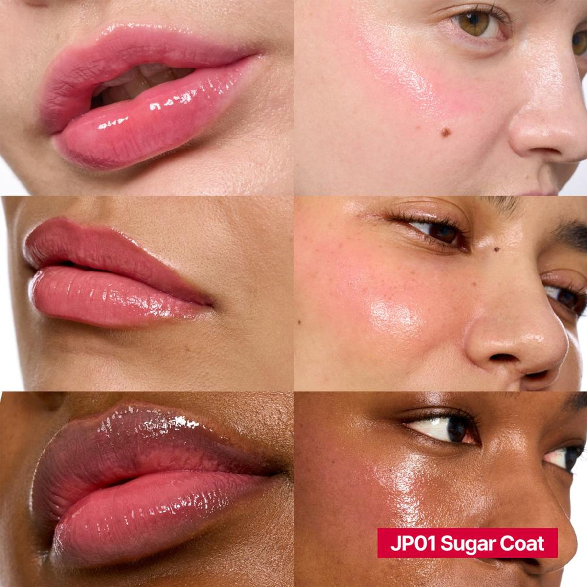 fwee Lip&Cheek Glowy Jelly Pot in Sugar Coat, a multi-use dewy lip and cheek tint balm with a glossy, translucent finish.