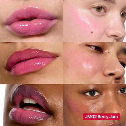 fwee Lip & Cheek Glowy Jelly Pot in Berry Jam, a Korean multi-use dewy tint balm for lips and cheeks with a jelly texture