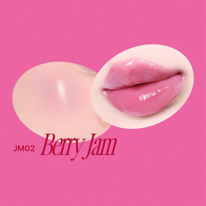 fwee Lip&Cheek Glowy Jelly Pot in Berry Jam, a Korean multi-use dewy tint balm for lips and cheeks with a glossy finish