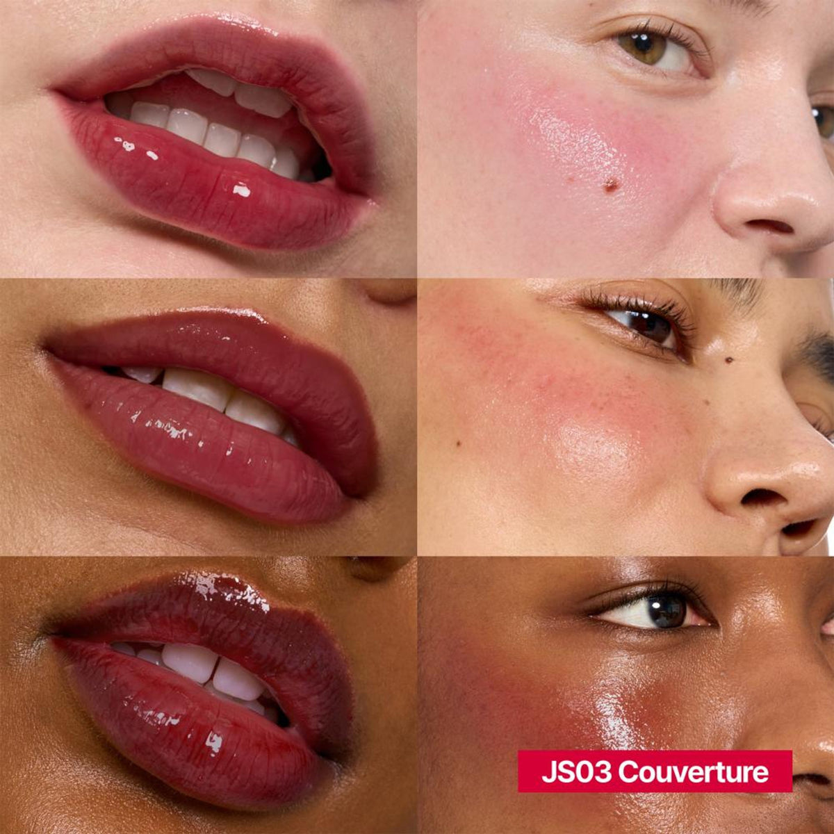 fwee Lip&Cheek Glowy Jelly Pot in Couverture, a Korean multi-use dewy lip and cheek tint balm with a glossy finish.