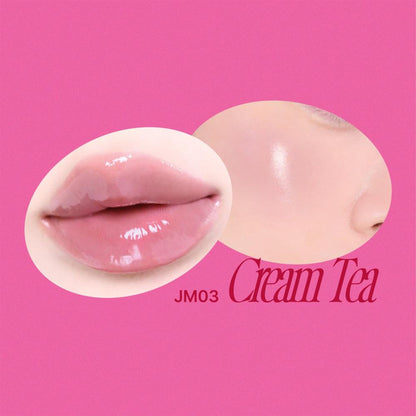 fwee Lip&Cheek Glowy Jelly Pot in Cream Tea, a Korean multi-use dewy lip and cheek tint balm with a creamy texture.