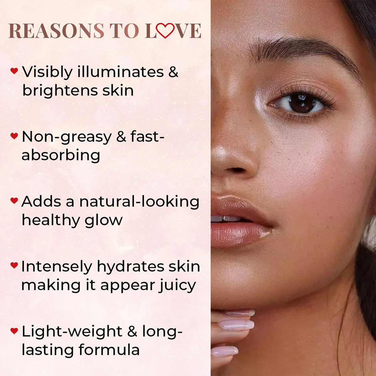 Just Herbs Lumi Glow Golden Strobe Cream with sunlit gleam, showcasing radiant, luminous skin enhancement in a sleek tube.