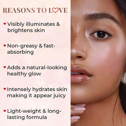 Just Herbs Lumi Glow Golden Strobe Cream with sunlit gleam, showcasing radiant, luminous skin enhancement in a sleek tube.