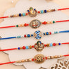 Dhiyona Set Of 5 Divine Beaded Thread Rakhi With Roli Chawal & Greetings Card