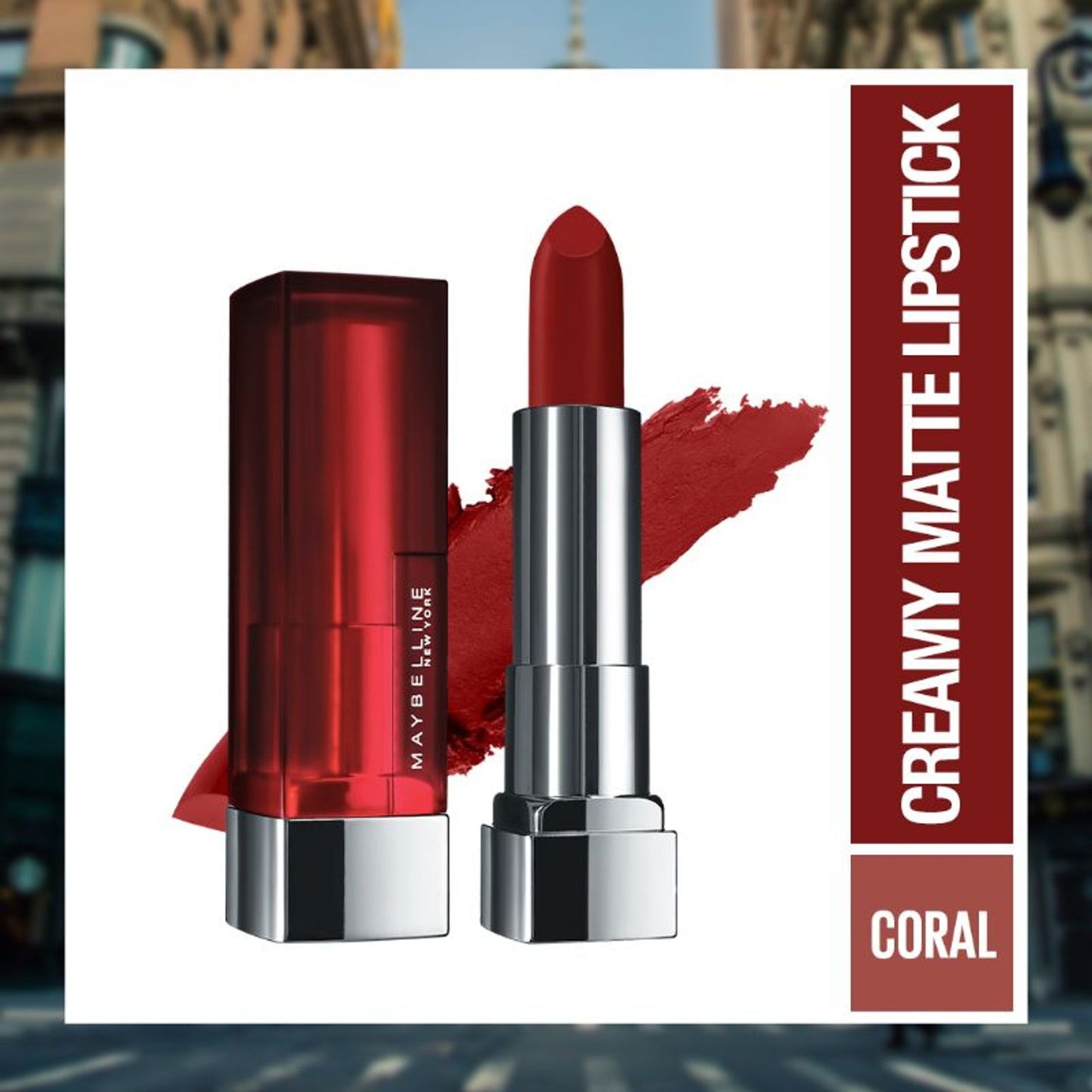 Maybelline Color Sensational Creamy Matte Lipstick, 12H Formula - 640 Red Liberation - Moody Crimson