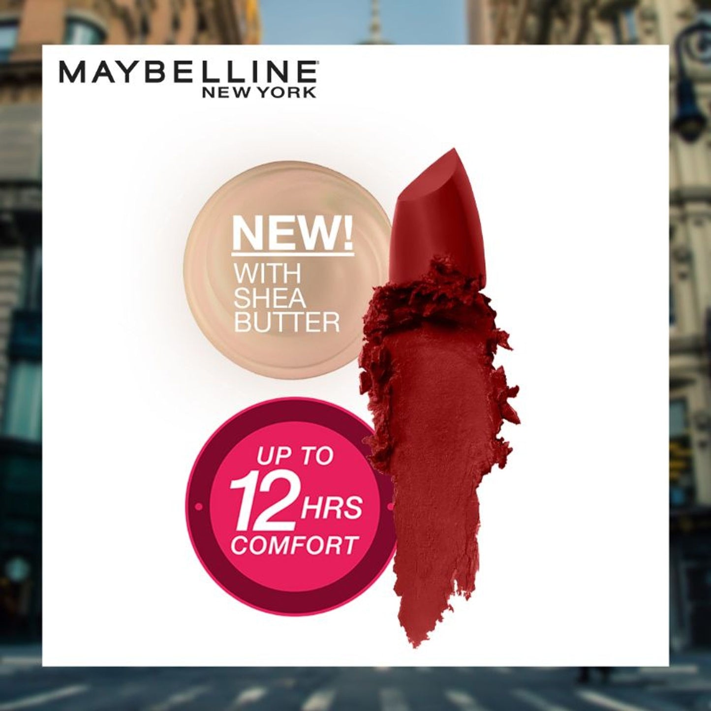 Maybelline Color Sensational Creamy Matte Lipstick, 12H Formula - 640 Red Liberation - Moody Crimson
