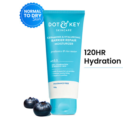 Dot & Key Hyaluronic + Ceramide Barrier Repair Hydrating Face Moisturizer Cream, Normal To Dry Skin