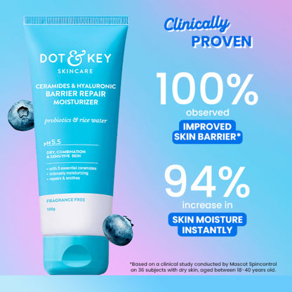 Dot & Key Hyaluronic + Ceramide Barrier Repair Hydrating Face Moisturizer Cream, Normal To Dry Skin