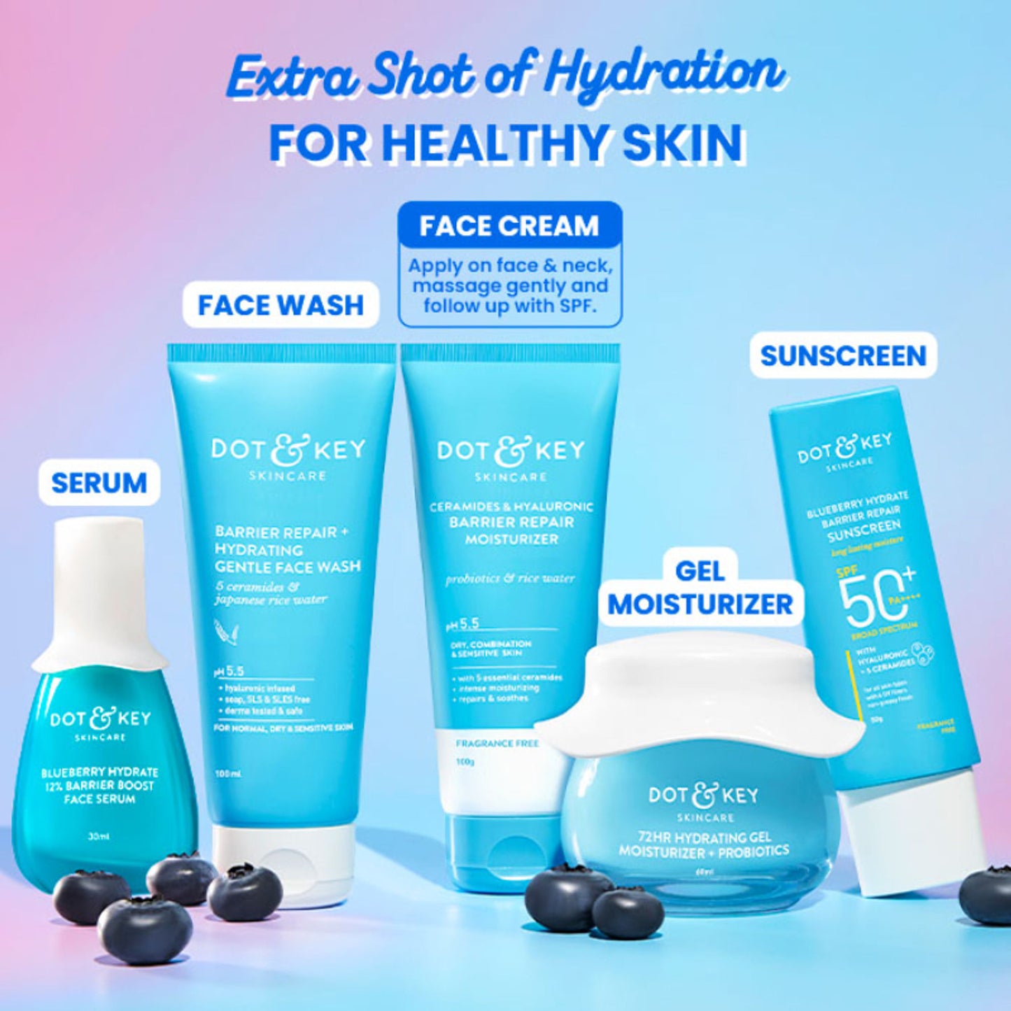 Dot & Key Hyaluronic + Ceramide Barrier Repair Hydrating Face Moisturizer Cream, Normal To Dry Skin