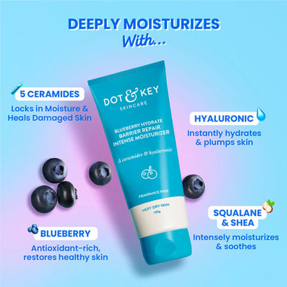 Dot & Key Blueberry Hydrate Barrier Repair Intense Moisturizer, With 5 Ceramides, For Very Dry Skin