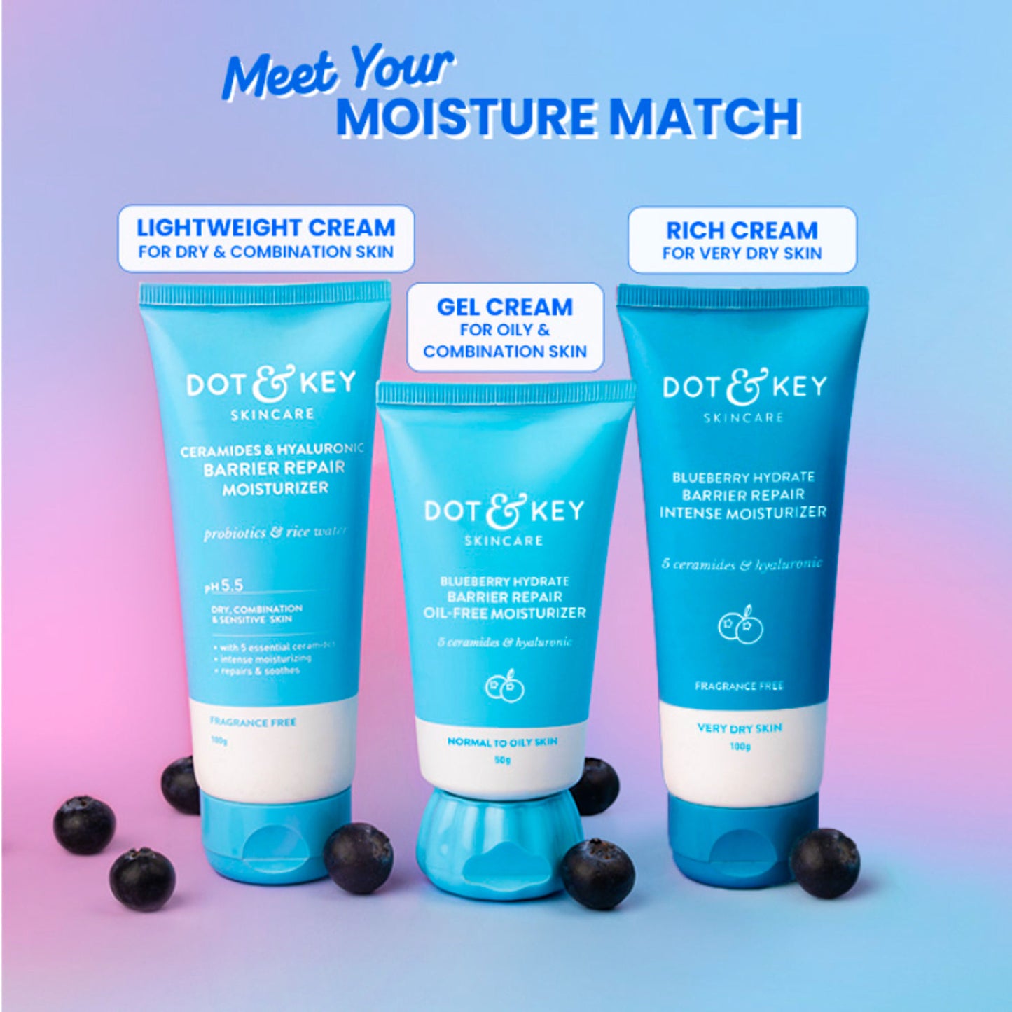Dot & Key Blueberry Hydrate Barrier Repair Intense Moisturizer, With 5 Ceramides, For Very Dry Skin