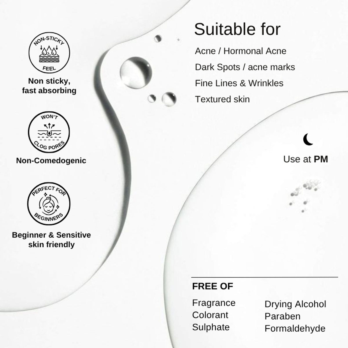The Formularx Gentle Retinol Night Serum For Acne, Dark Spots, Enlarged Pores & Anti-Aging Care