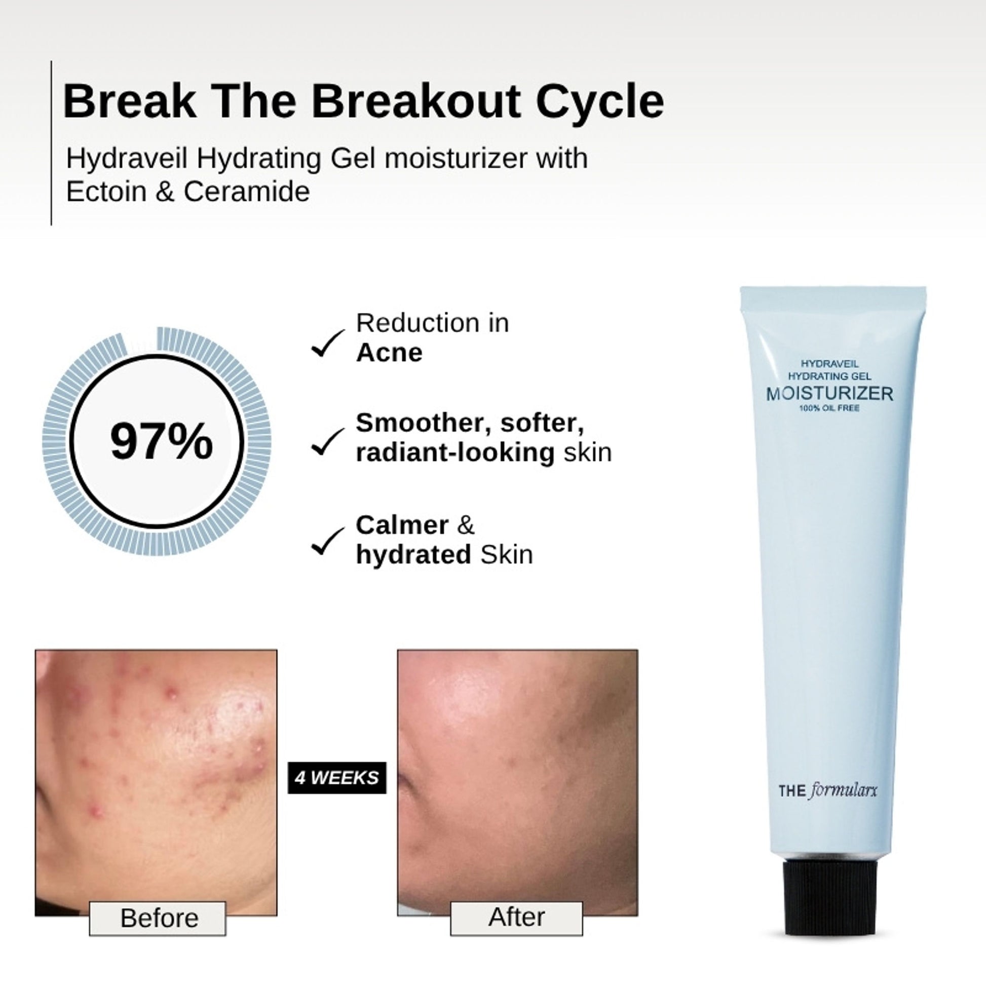 The Formularx Hydraveil Moisturizer With Ectoin & Ceramide For Oily, Acne, & Fungal Acne Prone Skin