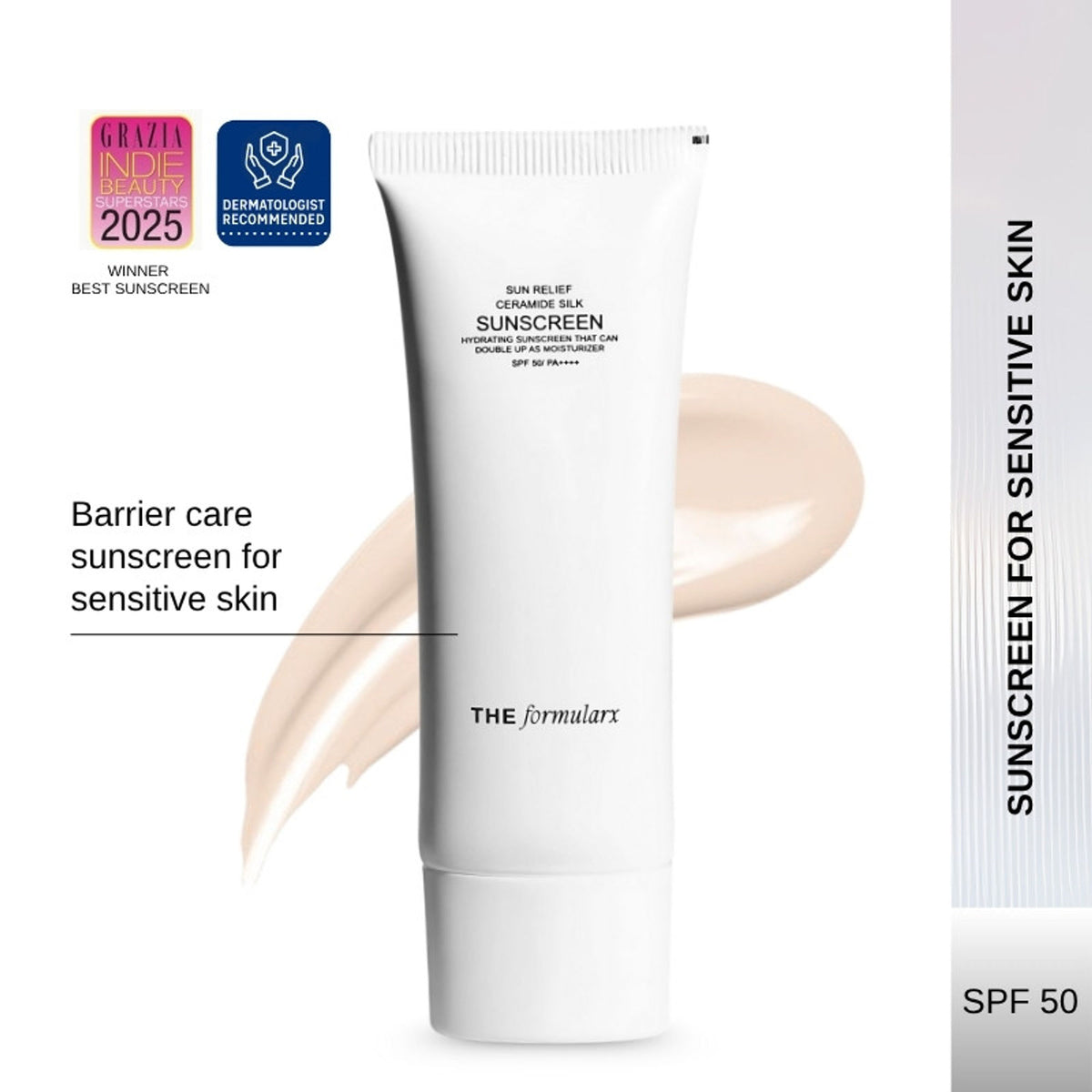The Formularx Sun Relief Ceramide Silk Tinted Sunscreen SPF 50 PA++++ with Niacinamide & Peptides