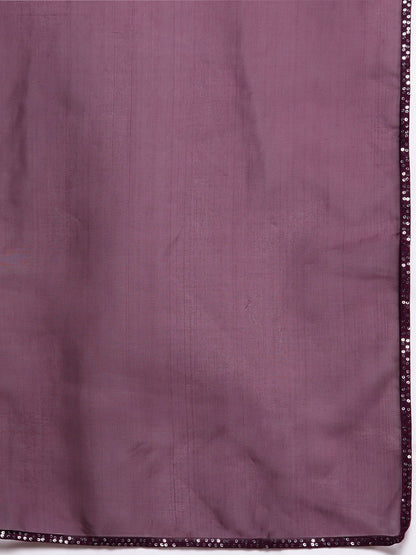 Indyancart IE Women Purple Sequinned Kurta with Palazzos & With Dupatta
