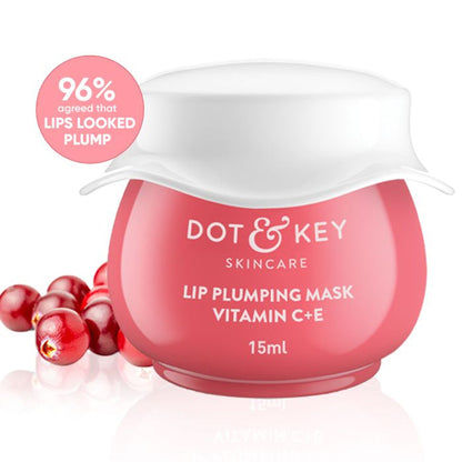 Dot & Key Vitamin C + E Lip Plumping Mask For Soothes Dryness, Pigmentation & Glowing Lips - Lingonberry