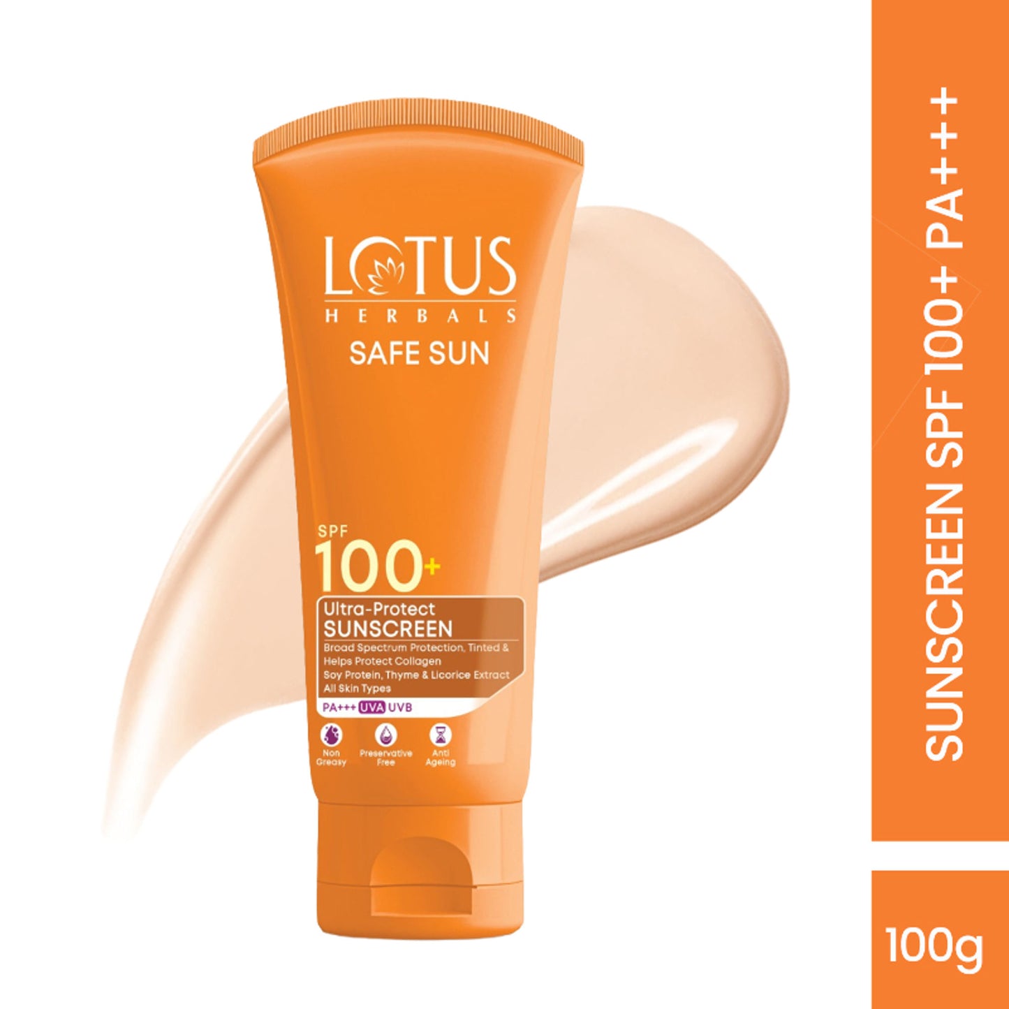 Lotus Herbals SafeSun Ultra-Protect Sunscreen PF 100+ PA+++, Tinted, Anti-Ageing, For All Skin Types