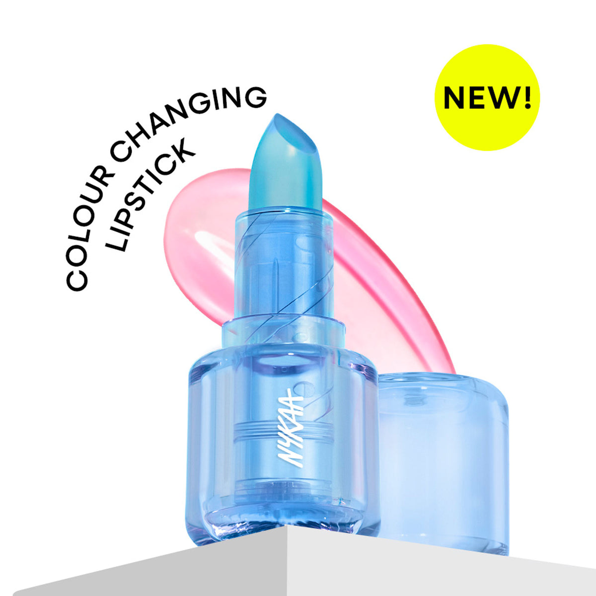 Nykaa Cosmetics Lolli Lips pH Colour Changing Lip Tint in Blueberry Twist, showing vibrant blueberry shade on lips.