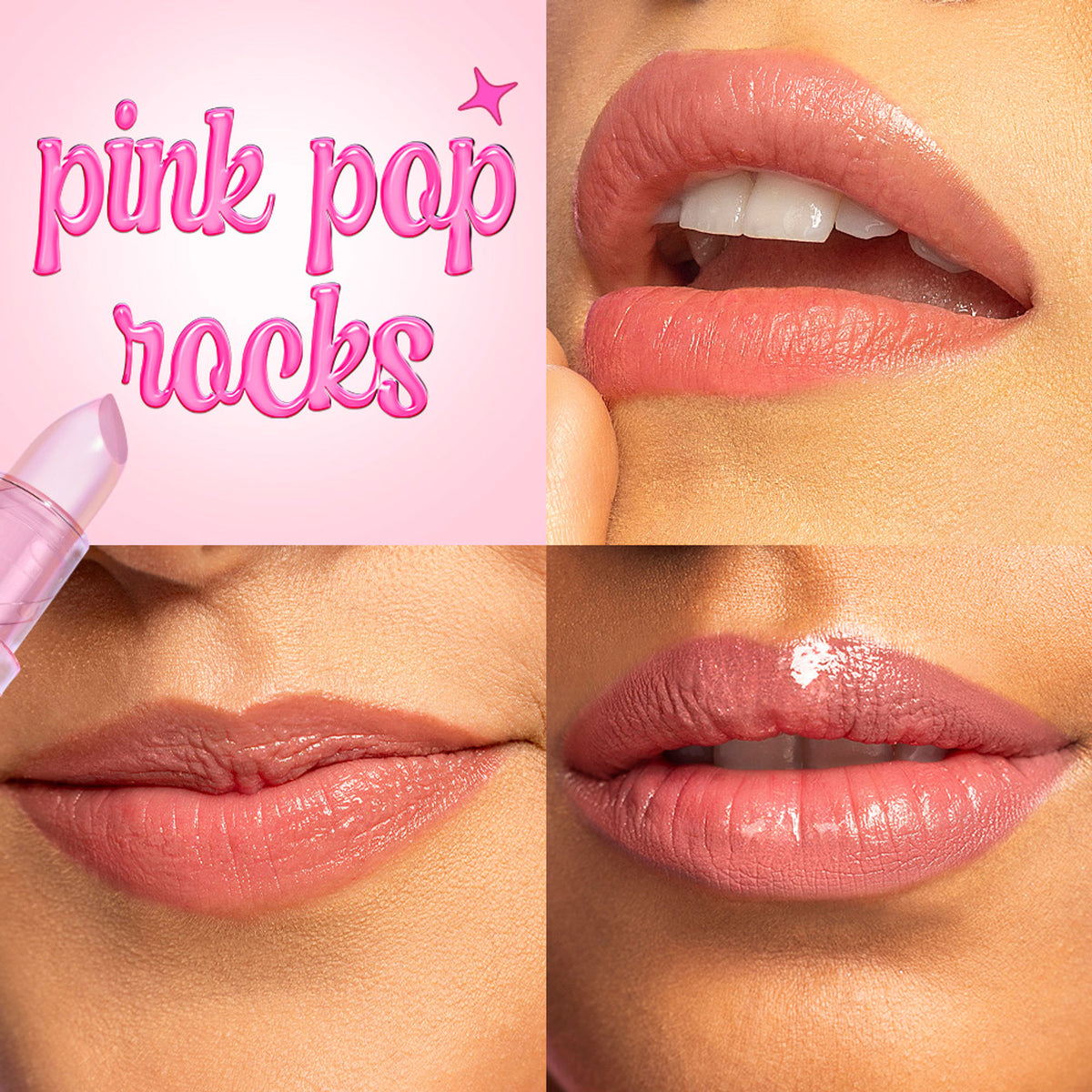Nykaa Cosmetics Lolli Lips pH colour-changing lip tint in Pink Pop Rocks, showing a vibrant pink lipstick with a glossy finish.