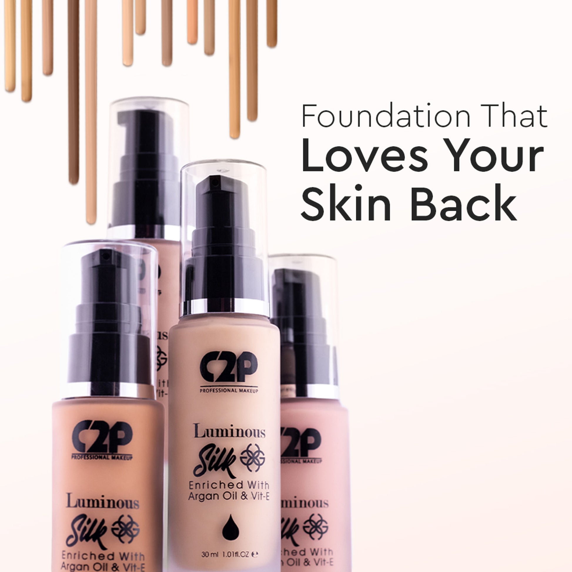 C2p Pro Luminous Silk High Coverage Liquid Foundation For Face Makeup - Fair 02