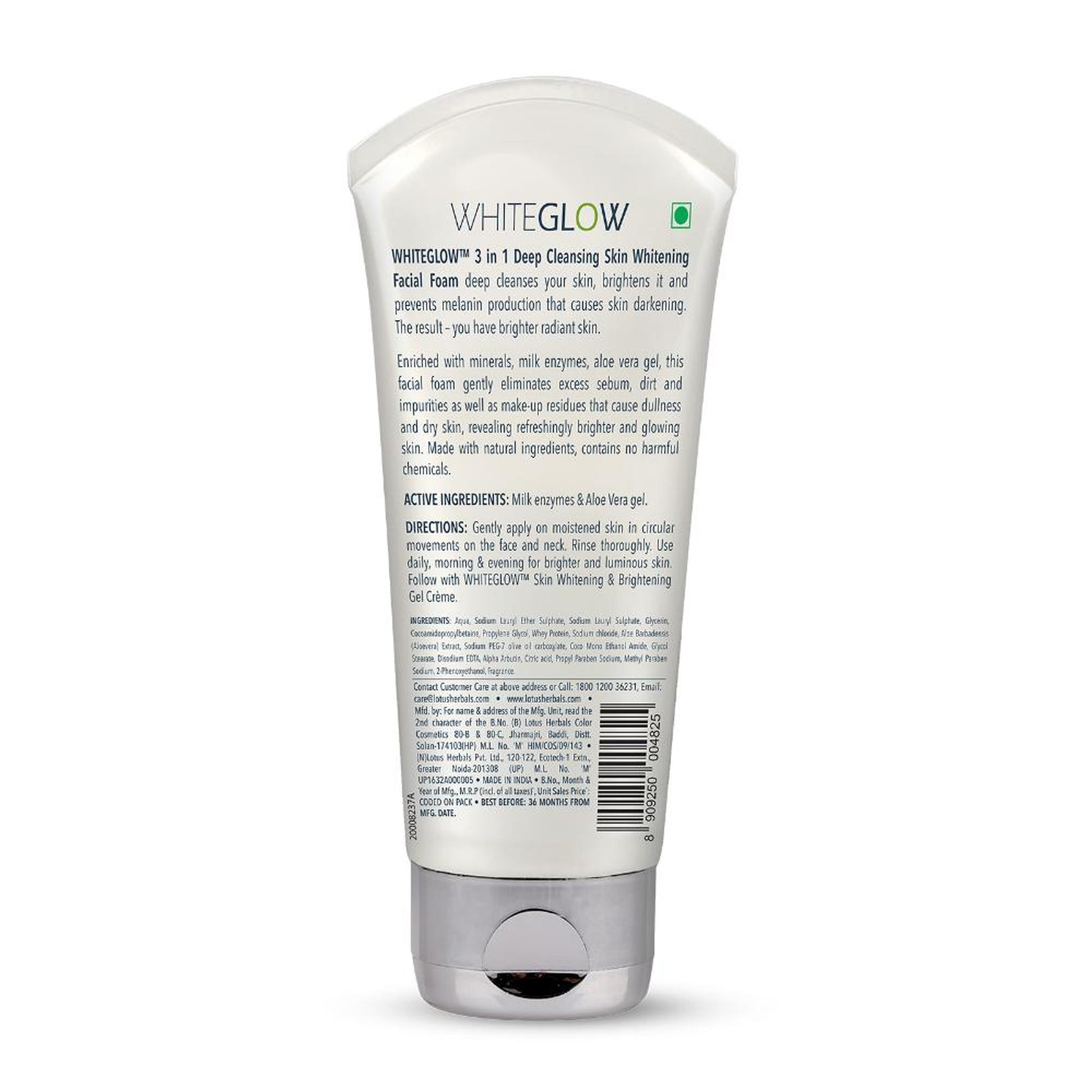 Lotus Herbals WhiteGlow 3 In 1 Deep Cleansing Facial Foam, Acne & Oil-Control For All Skin Types