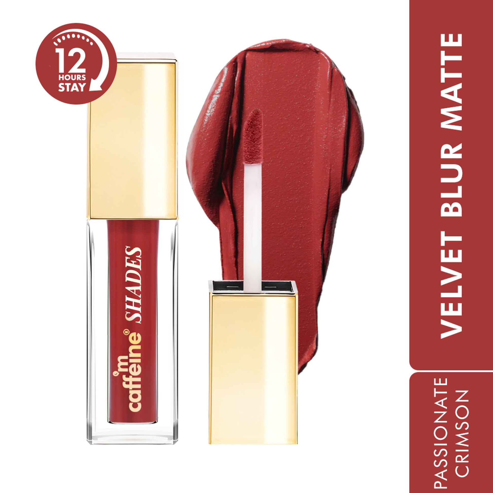MCaffeine Shades Velvet Blur Matte Liquid Lipstick 12 Hrs Stay & Lightweight - Passionate Crimson