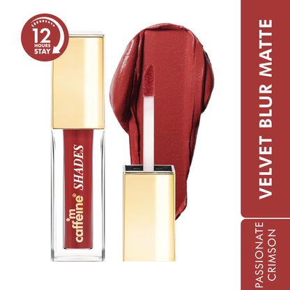 MCaffeine Shades Velvet Blur Matte Liquid Lipstick 12 Hrs Stay & Lightweight - Passionate Crimson