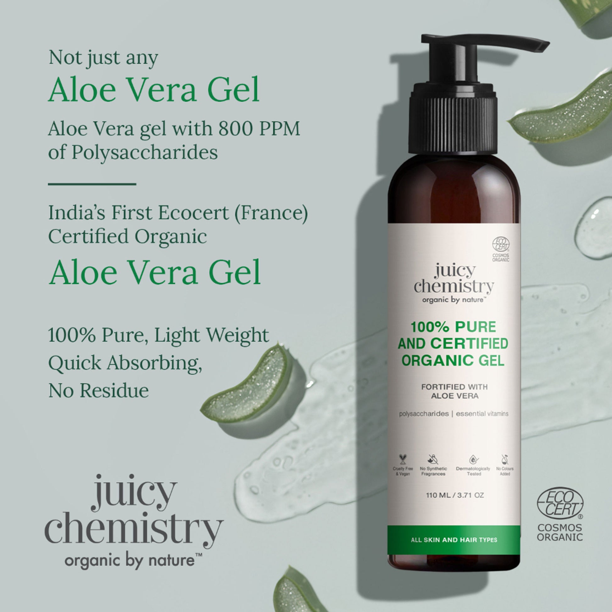 Juicy Chemistry Pure and Certified Organic Gel Fortified with Aloe Vera
