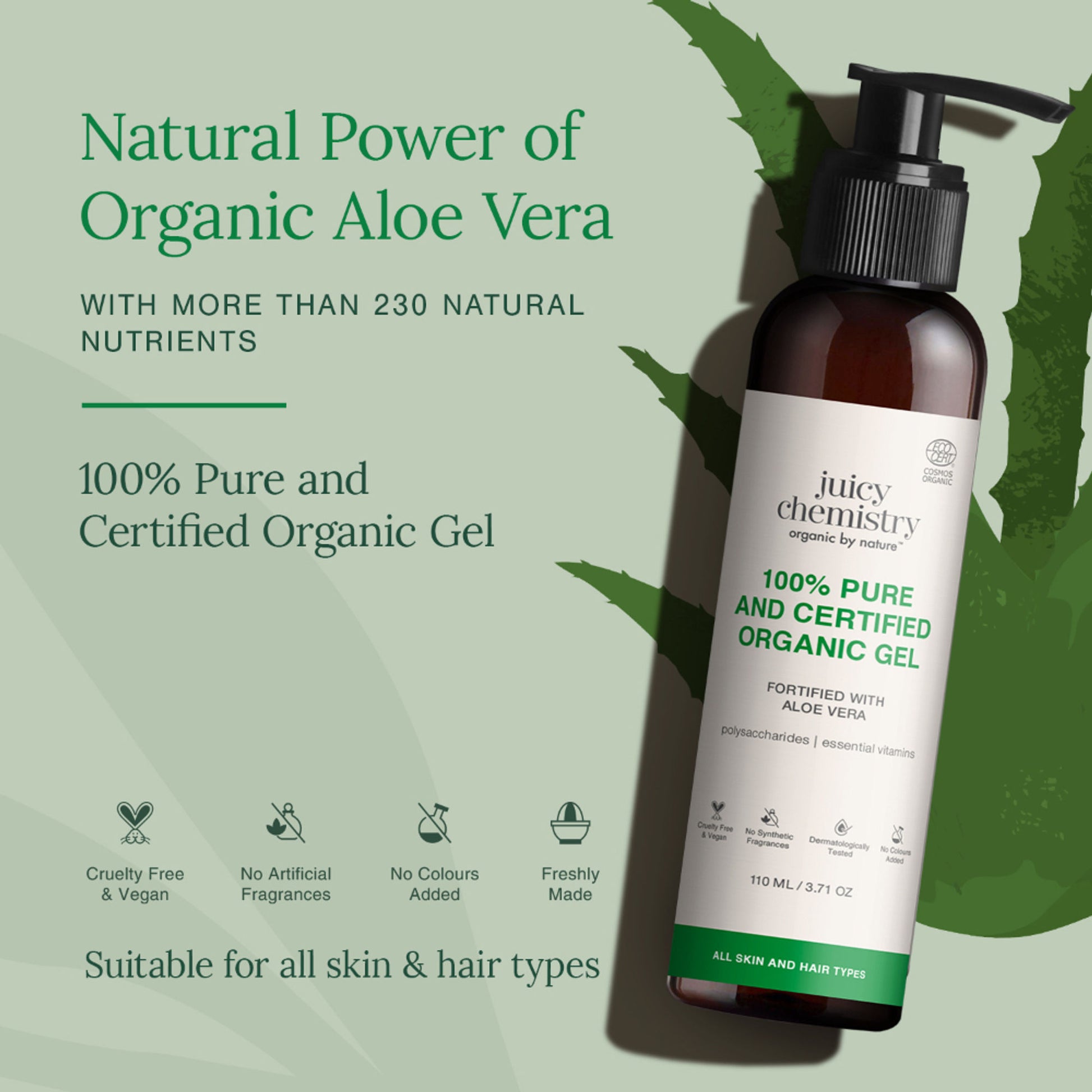 Juicy Chemistry Pure and Certified Organic Gel Fortified with Aloe Vera