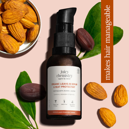 Juicy Chemistry Certified Organic Leave-in Hair Serum & Heat Protectant Fortified with Jojoba