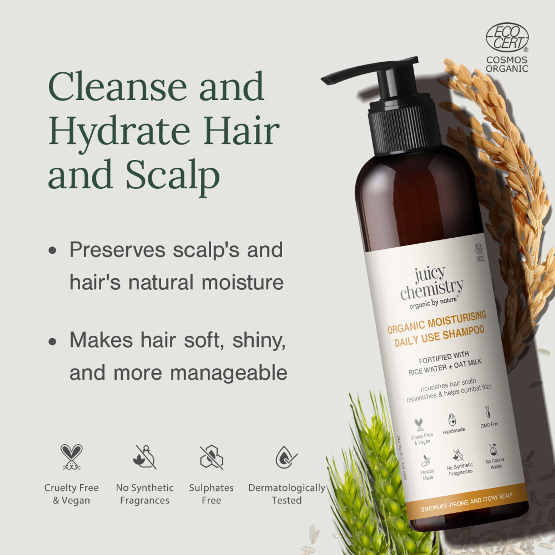Juicy Chemistry Moisturising Daily Use Shampoo For Dry, Frizzy & Unmanageable Hair