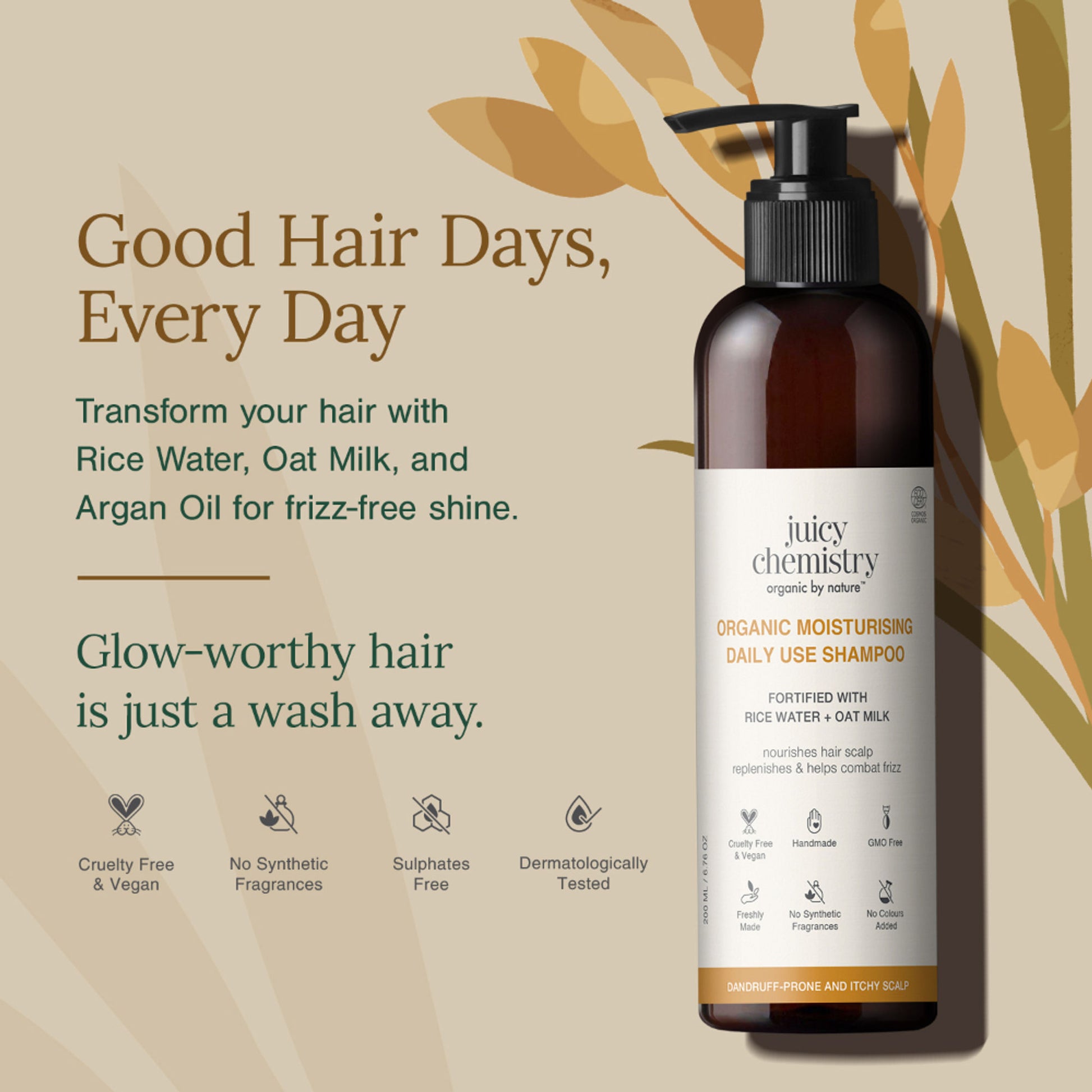 Juicy Chemistry Moisturising Daily Use Shampoo For Dry, Frizzy & Unmanageable Hair