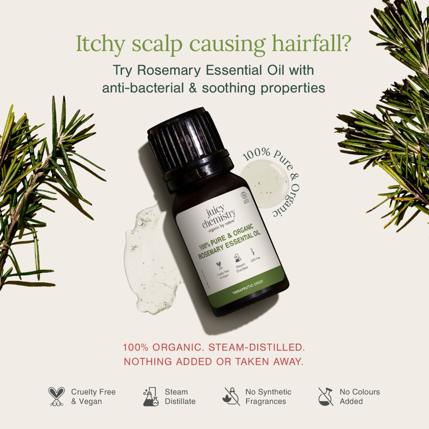 Juicy Chemistry 100% Pure & Organic Rosemary Essential Oil