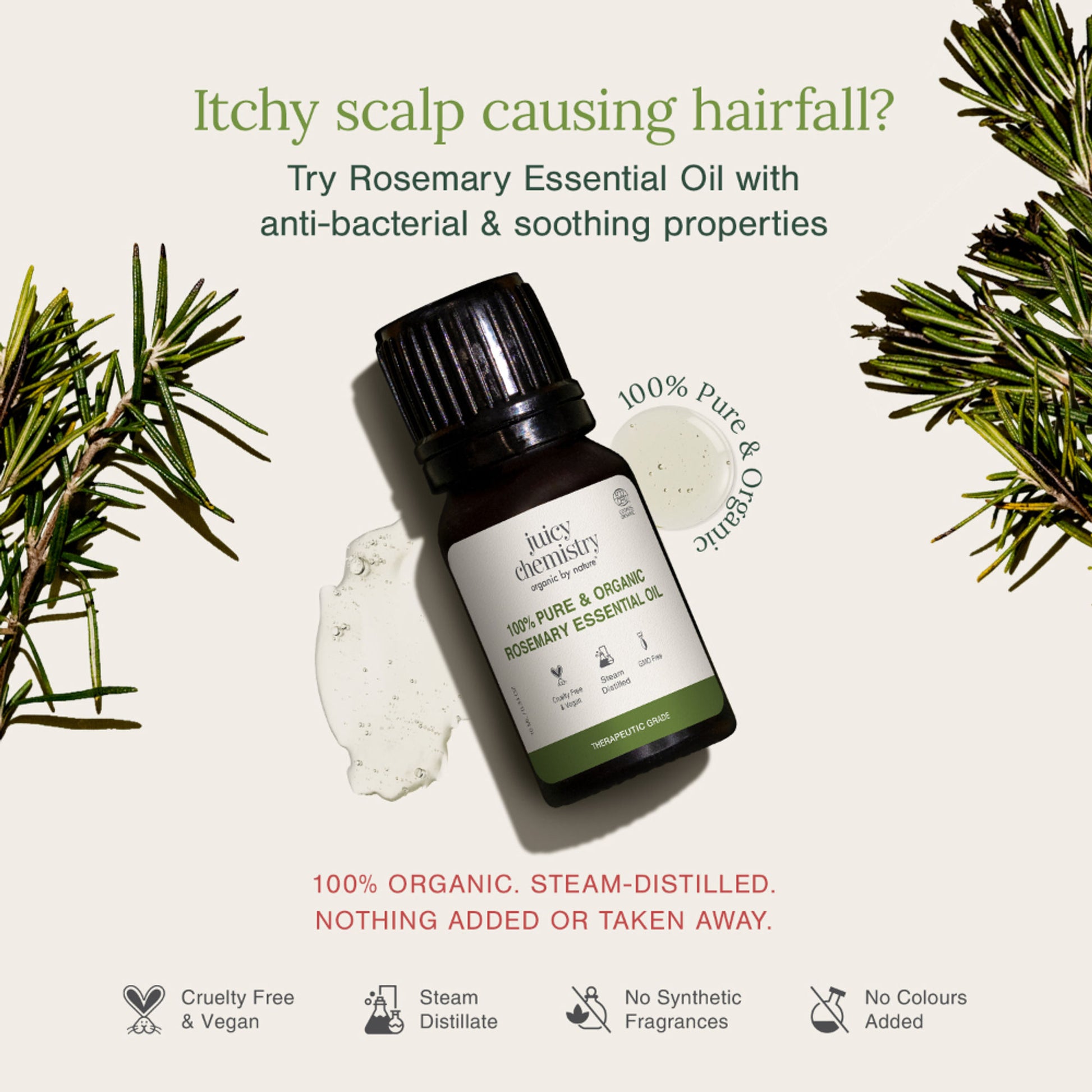 Juicy Chemistry 100% Pure & Organic Rosemary Essential Oil