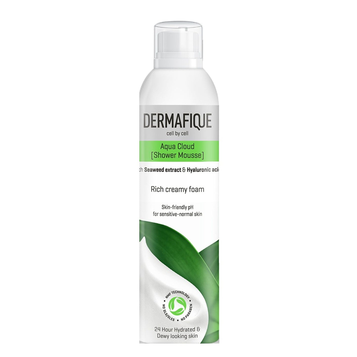 Dermafique Aqua Cloud Shower Mousse - 24 hr Hydration, Hyaluronic Acid & NMF