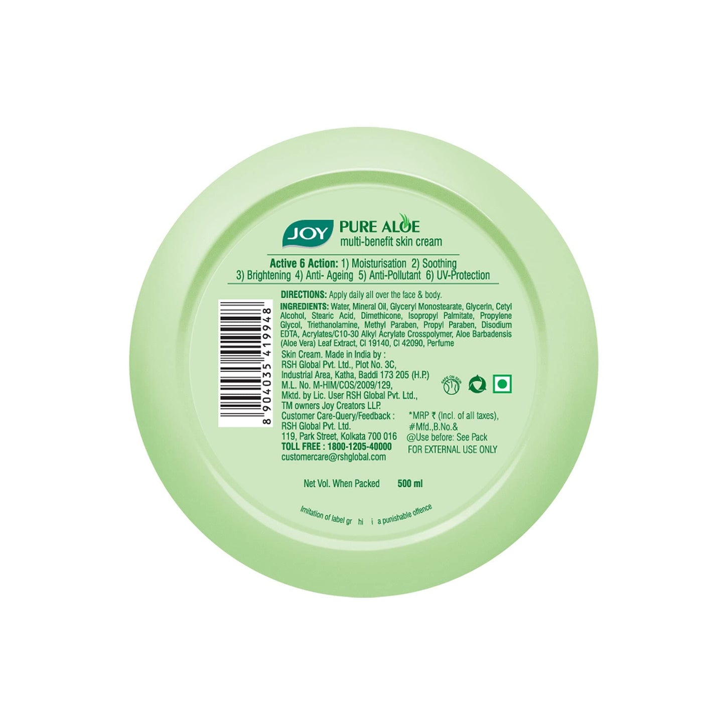 Joy Pure Aloe Vera Light Moisturizer Skin Cream for Face & Body For 48 Hrs Moisturization