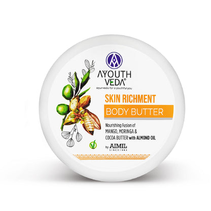 Ayouthveda Skin Enrichment Body Butter with Mango, Cocoa & Moringa for Deep Nourished Skin
